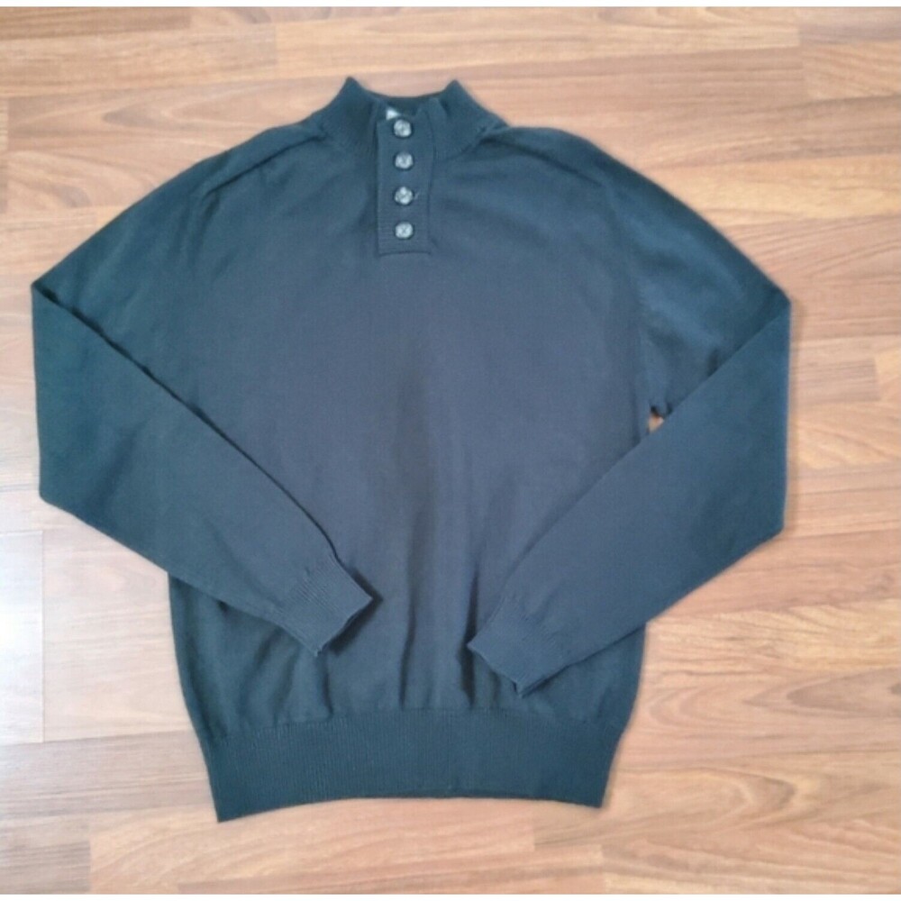 Comune Button Up Men's Henley Sweater Sweatshirt M Black New